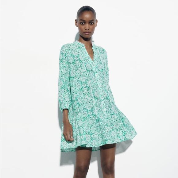 ZARA PRINTED MINI DRESS - Picture 2 of 8